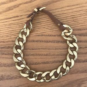 Michael Kors leather and gold chain necklace